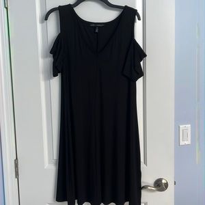 White House Black Market, Black, Size M, V-neck, A-line, cold shoulder dress